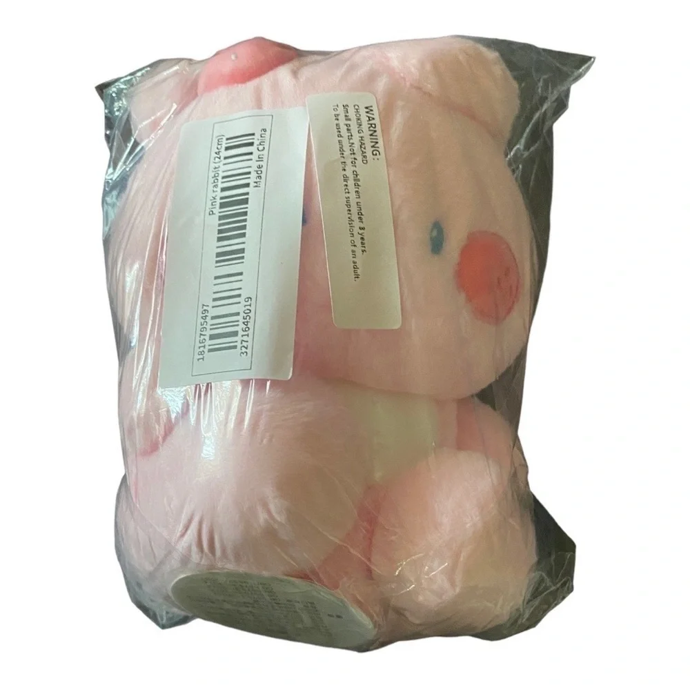 NWT-ADORABLE PINK EASTER BUNNY-9 1/2 INCHES